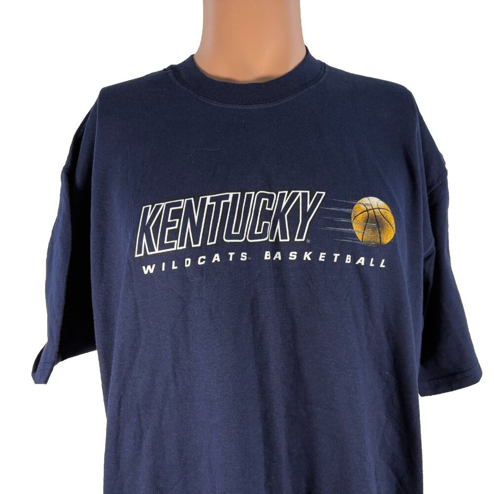 Vintage Kentucky Wildcats Basketball T Shirt Mens Size L Blue NCAA College